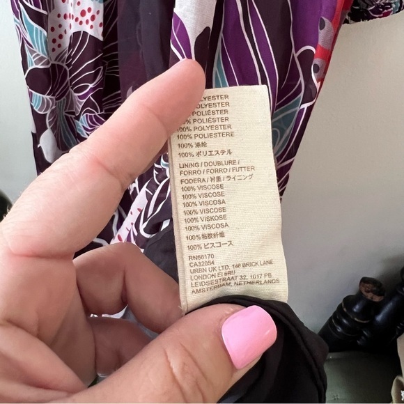 Anthropologie Let Me Be Floral Midi Dress Bold Print Purple Black SIZE MEDIUM - Picture 8 of 14